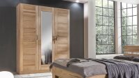 Kleiderschrank LIA 3S Schrank Kernbuche mit Spiegel 152 cm