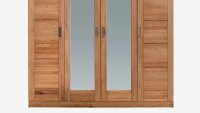 Kleiderschrank LIA 4S in Kernbuche 4-türig mit Spiegel 202 cm