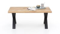 Couchtisch 2581 Eiche massiv mit Baumkante X-Gestell 110x70