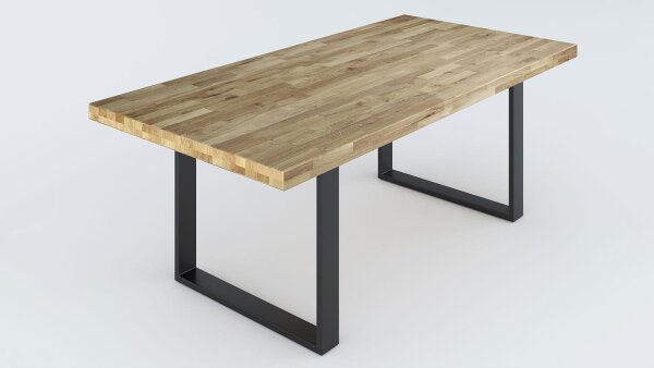 Esstisch 2528 Tisch in Wildeiche massiv mit U-Gestell 180x100