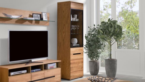 Vitrine LOLA Eiche teilmassiv Holz furniert schwarz
