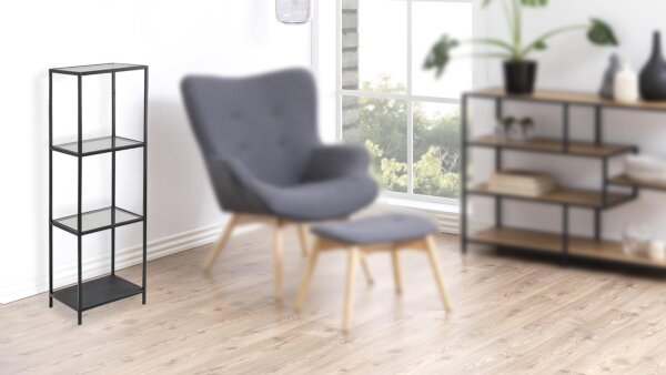 Regal SEAFORD schwarz 3 Glasböden Puristisches Design