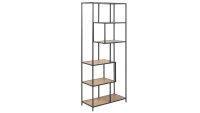 Regal SEAFORD schwarz matt Wildeiche Dekor 6 Ablagen