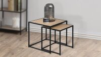 Satztisch 2er Set SEAFORD mattschwarz Wildeiche Look Beistelltisch