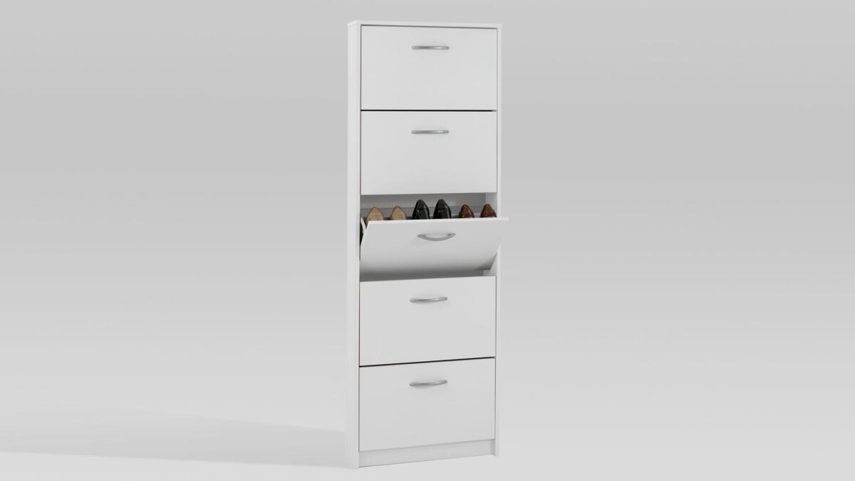 Schuhschrank Mit 3 Klappen - Weiß, Platz Für 20 Paar Schuhe