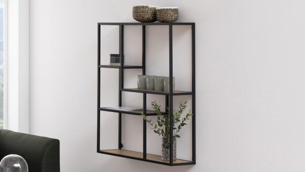 Wandregal SEAFORD schwarz matt Wildeiche Look Puristisch