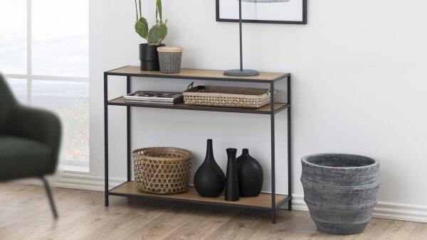 Konsolentisch SEAFORD mattschwarz Wildeiche Look Puristisch