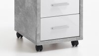 Rollcontainer DIEGO Rollwagen Bürocontainer Beton und weiß Hochglanz