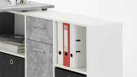 Schreibtisch LEXX Winkeltisch Beton Optik und weiß variabel montierbar