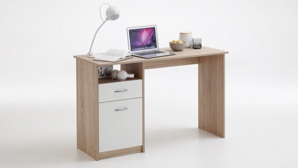 Schreibtisch JACKSON Computertisch Bürotisch in Eiche weiß 123x50 cm