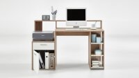 Schreibtisch BOLTON Bürotisch Eichenholz-Optik weiß