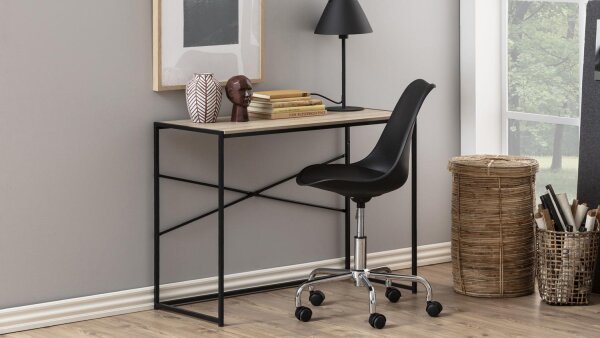 Schreibtisch SEAFORD schwarz matt Wildeiche Look Puristisch