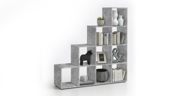 Raumteiler MEGA 2 Stufenregal Regal in Beton Dekor 10 Fächer