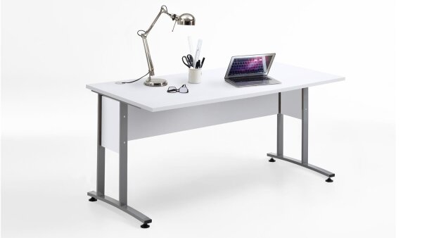 Schreibtisch CALVIA 2 in weiß mit Metallkufen 160 cm
