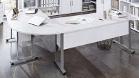Winkelschreibtisch CALVIA 200x200 cm in weiß mit Metallkufen