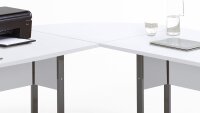 Winkelschreibtisch CALVIA 200x200 cm in weiß mit Metallkufen