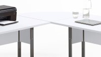 Winkelschreibtisch Calvia 240x200cm in weiß mit Metallkufen