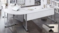 Winkelschreibtisch CALVIA 120/160 in weiß mit Rollcontainer