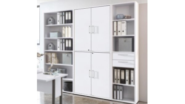 Schrank CALVIA Büroschrank in weiß abschließbar