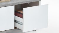 Couchtisch TWIN Wohnzimmertisch auf Rollen Beton grau weiß Edelglanz