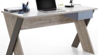 Schreibtisch NONA Arbeitstisch Jugendzimmer Sandeiche weiß mehrfarbig
