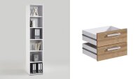 Regal CALVIA Bücherregal Standregal Aktenregal Büroregal weiß Alteiche