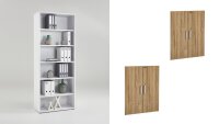 Aktenschrank CALVIA Büroschrank Schrank weiß und Alteiche abschließbar