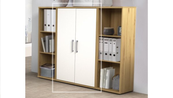 Aktenkommode DALLAS Büro Aktenschrank Artisan Eiche weiß