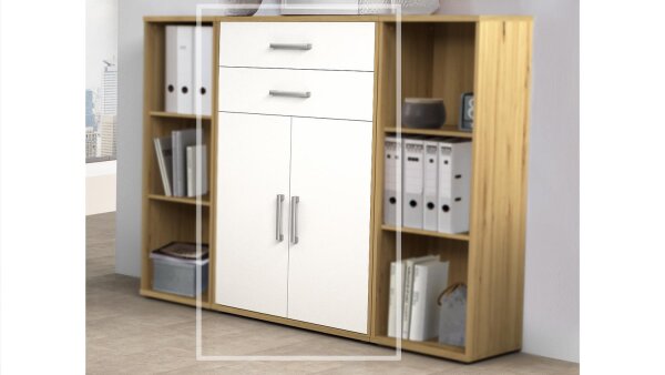 Aktenkommode DALLAS Aktenschrank weiß Artisan Eiche Büro