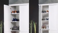 Mehrzweckschrank LANDWOOD weiß 2 türig Schubkasten