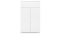 Highboard BLANC 3 hohe Kommode 2-türig mit Schubkasten weiß 80x131