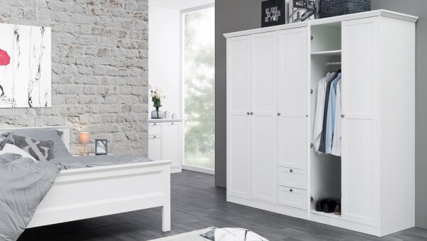 Kleiderschrank LANDWOOD Drehtürenschrank in weiß 5-türig Landhausstil