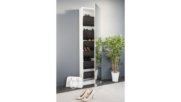 Schuhschrank ZUMA Schuhregal Schuhkipper Schrank weiß Spiegel 12 Paar