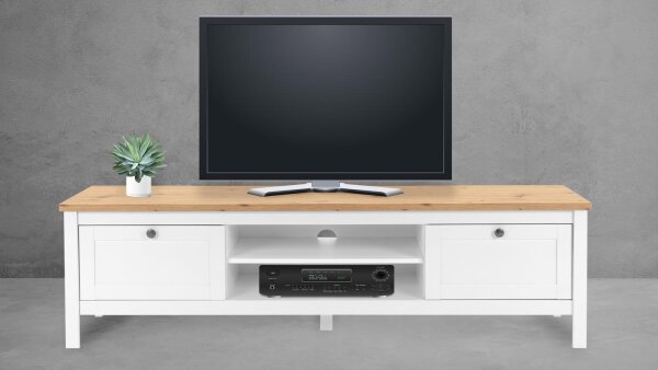 Lowboard BERGEN weiß Artisan Eiche im Landhausstil