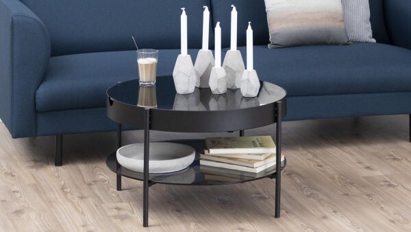 Beistelltisch TIPTON rauchfarbenes Glas Metallgestell schwarz