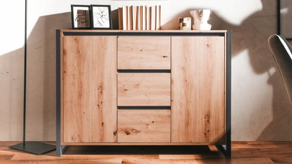 Kommode DENTON Artisan Oak grau 120x88 cm