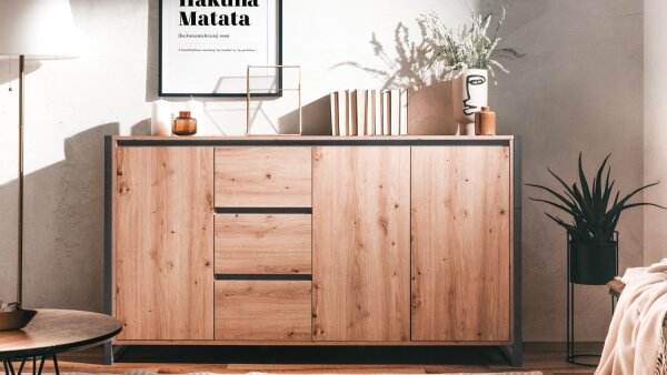 Sideboard DENTON Artisan Oak anthrazit 160x88 cm