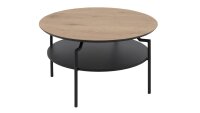 Couchtisch GOLDINGTON Wildeiche Look Ablage Ø 80 cm