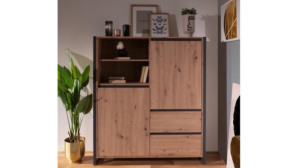 Highboard DENTON Artisan Oak anthrazit 120x140 cm