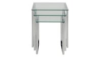 Satztisch KATRINE 3er Set Glas schwarz Chrom Beistelltisch