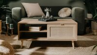 Couchtisch BALI Sonoma Eiche Rafia Beistelltisch 100 cm