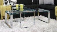 Satztisch 2er Set KATRINE Glas Couchtisch verchromt