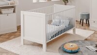 Babybett LANDWOOD weiß Dekor mit Schlupfsprossen...
