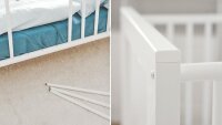 Babybett LANDWOOD weiß Dekor mit Schlupfsprossen 70x140