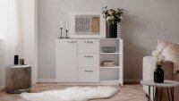 Kommode MONACO Sideboard weiß glänzend und Chrom 120