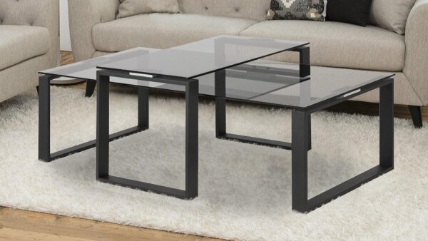 Couchtisch Set 2-teilig KATRINE rauchfarbenes Glas