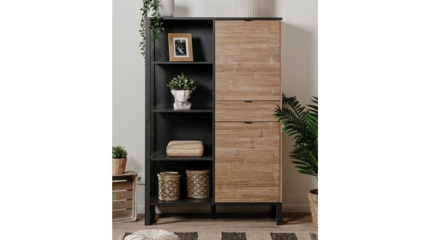 Highboard SUMATRA Bambusoptik und anthrazit Industrial Look