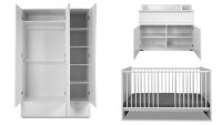 Babyzimmer BLANC weiß matt Melamin inkl. Lattenrost 3-teilig