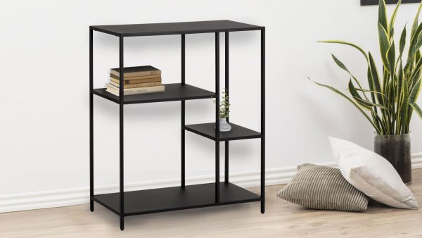 Bücherregal NEWTON 2 Metall schwarz 4 Ablagen Raumteiler