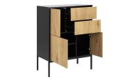 Highboard SEAFORD Wildeiche Look Metall mattschwarz 3-türig